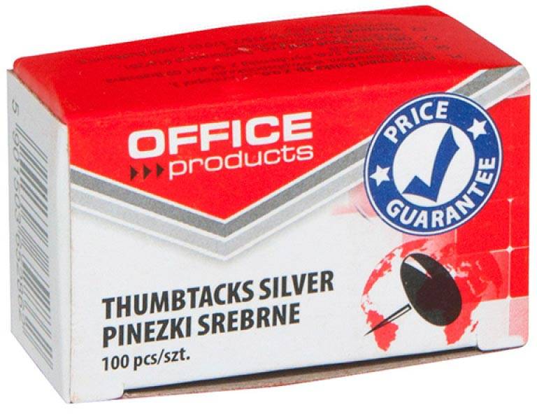 OFFICE products punaises Classic, zilver, doos van 100 stuks