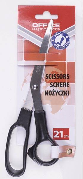 OFFICE products schaar, 21 cm, zwart, op blister