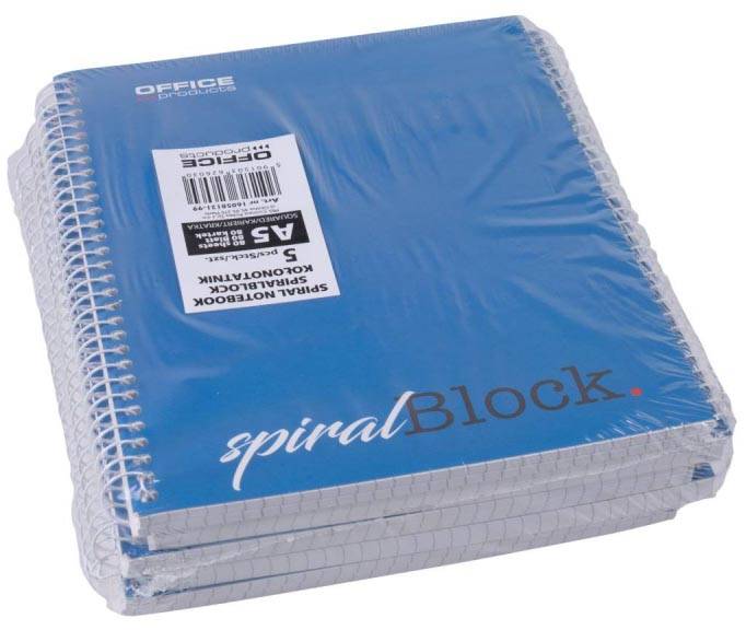 OFFICE products spiraalschrift, A5, 80 blad, geruit 5mm