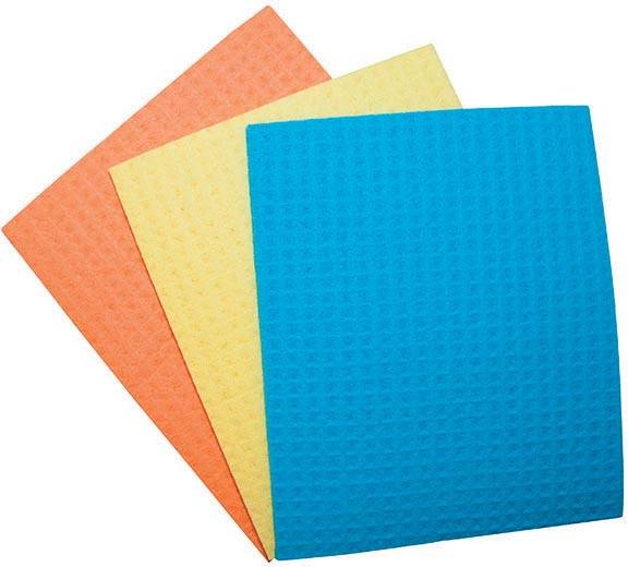 OFFICE products sponsdoekjes, ft 16 x 18 cm, geassorteerde kleuren, pak van 3 stuks