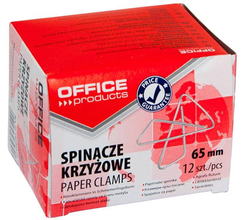 OFFICE products vlinderklemmen, 65 mm, gegalvaniseerd, doos van 12 stuks