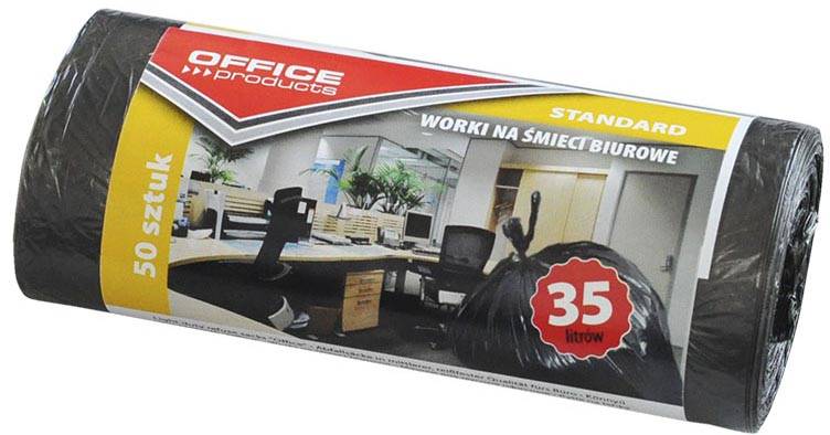 OFFICE products vuilniszak, HDPE, 63 micron, 35 liter, zwart, rol van 50 stuks