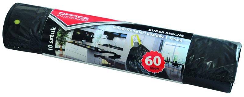 OFFICE products vuilniszak, LDPE, 25 micron, 60 liter, zwart, rol van 10 stuks