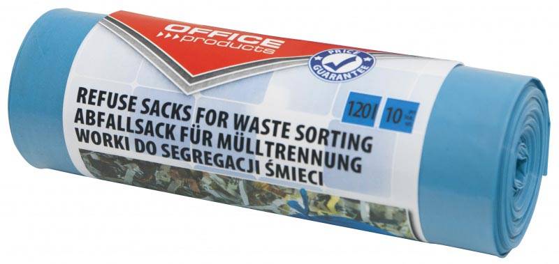 OFFICE products vuilniszak, LDPE, 35 micron, 120 liter, blauw, rol van 10 stuks