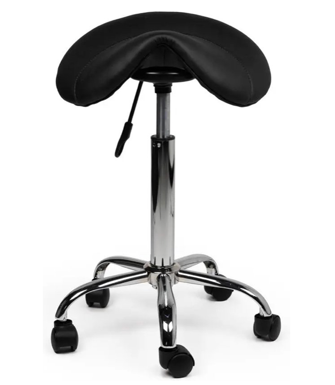 Zadelkruk zonder voetring, zonder rugleuning, standaard gasveer, zwart