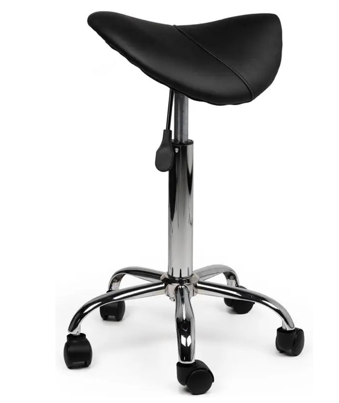 Zadelkruk zonder voetring, zonder rugleuning, standaard gasveer, zwart