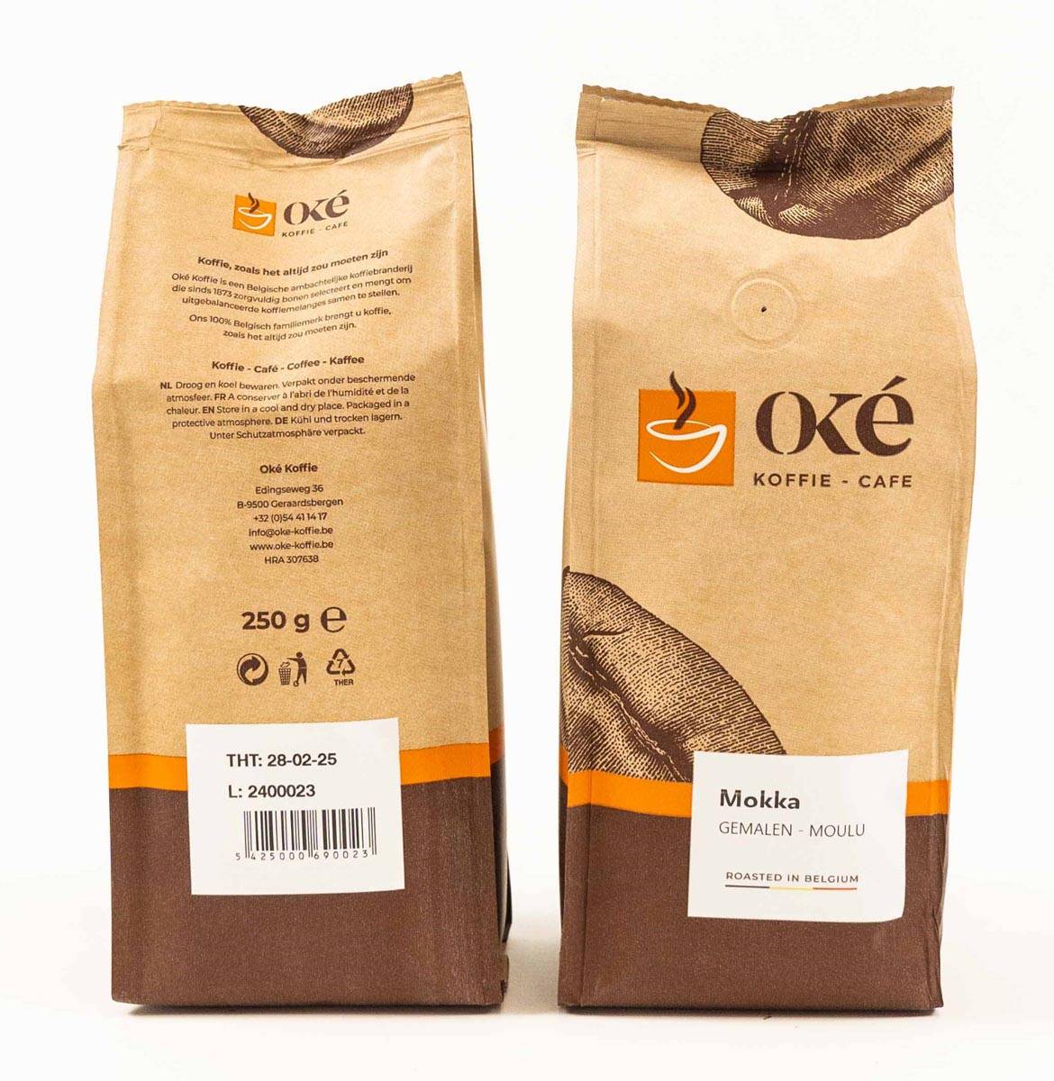 Oké koffie, gemalen, pak van 250 g, Mokka