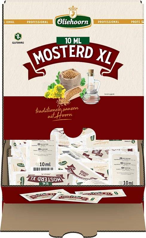 Oliehoorn Franse Mosterd, doos van 300 zakjes van 10 ml