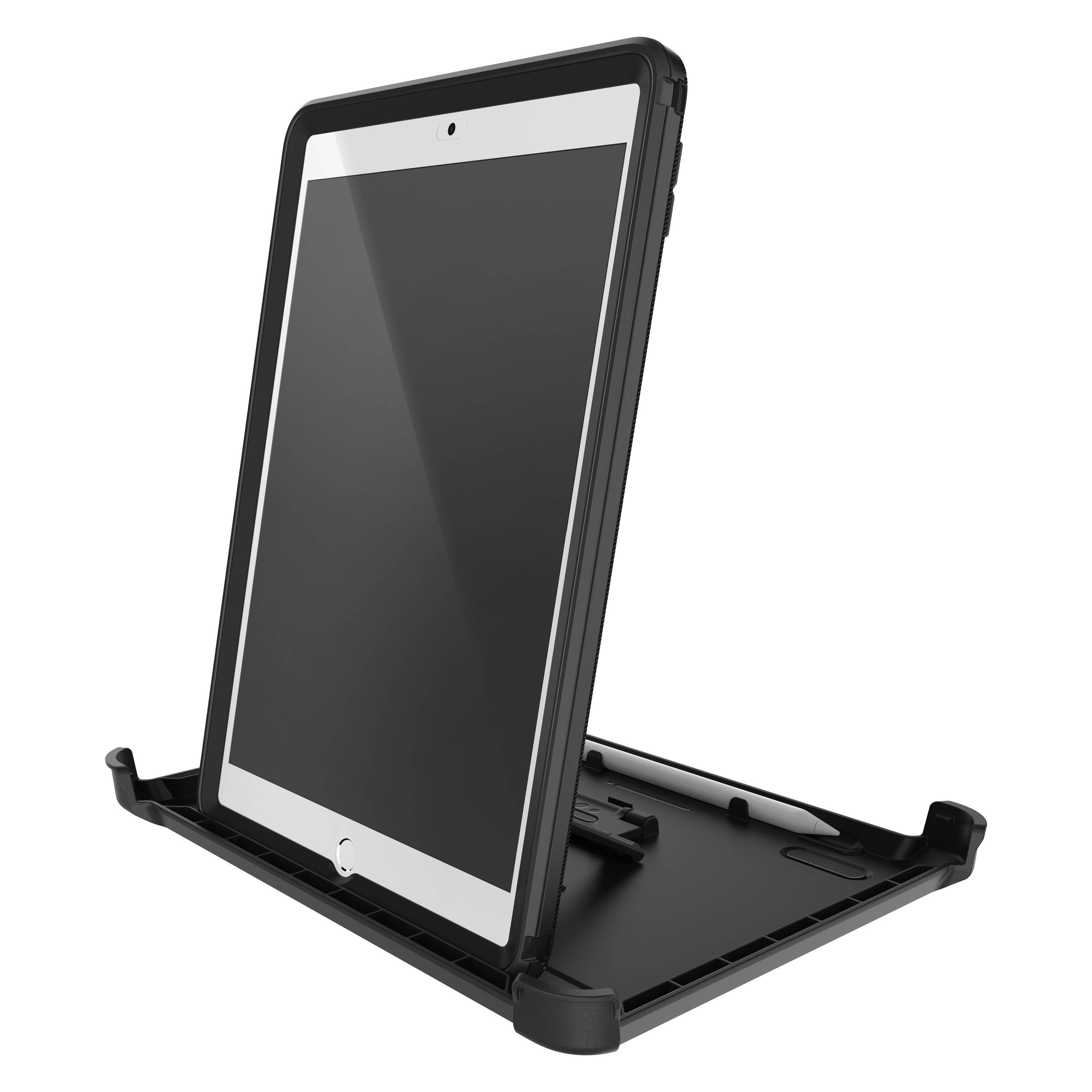 OtterBox Defender Case voor iPad 7th/8th/9th gen, schokbestendig, ultra robuuste met ingebouwde schermbeschermer, 2x getest volgens militaire standaard, Zwart, Geen retailverpakking