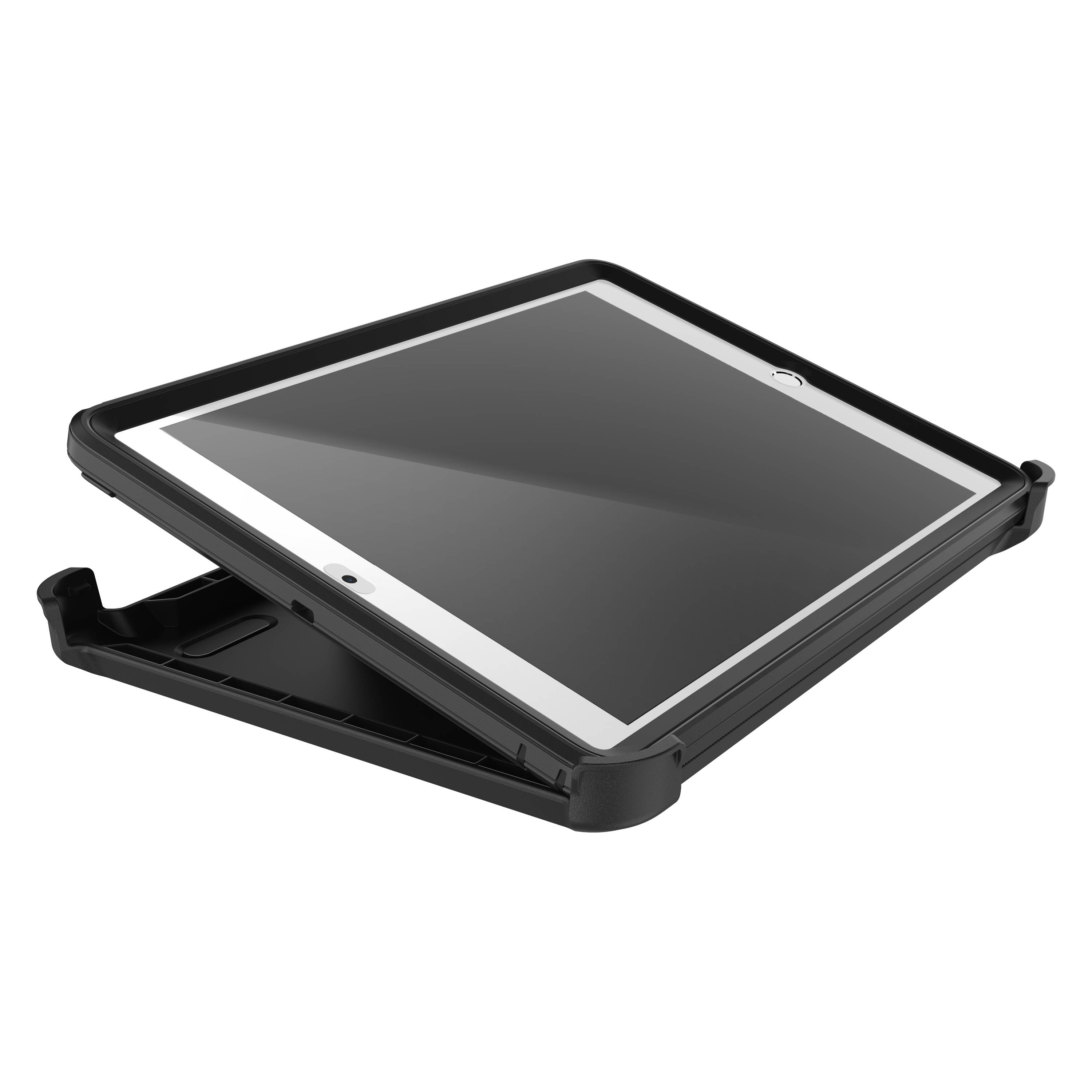 OtterBox Defender Case voor iPad 7th/8th/9th gen, schokbestendig, ultra robuuste met ingebouwde schermbeschermer, 2x getest volgens militaire standaard, Zwart, Geen retailverpakking