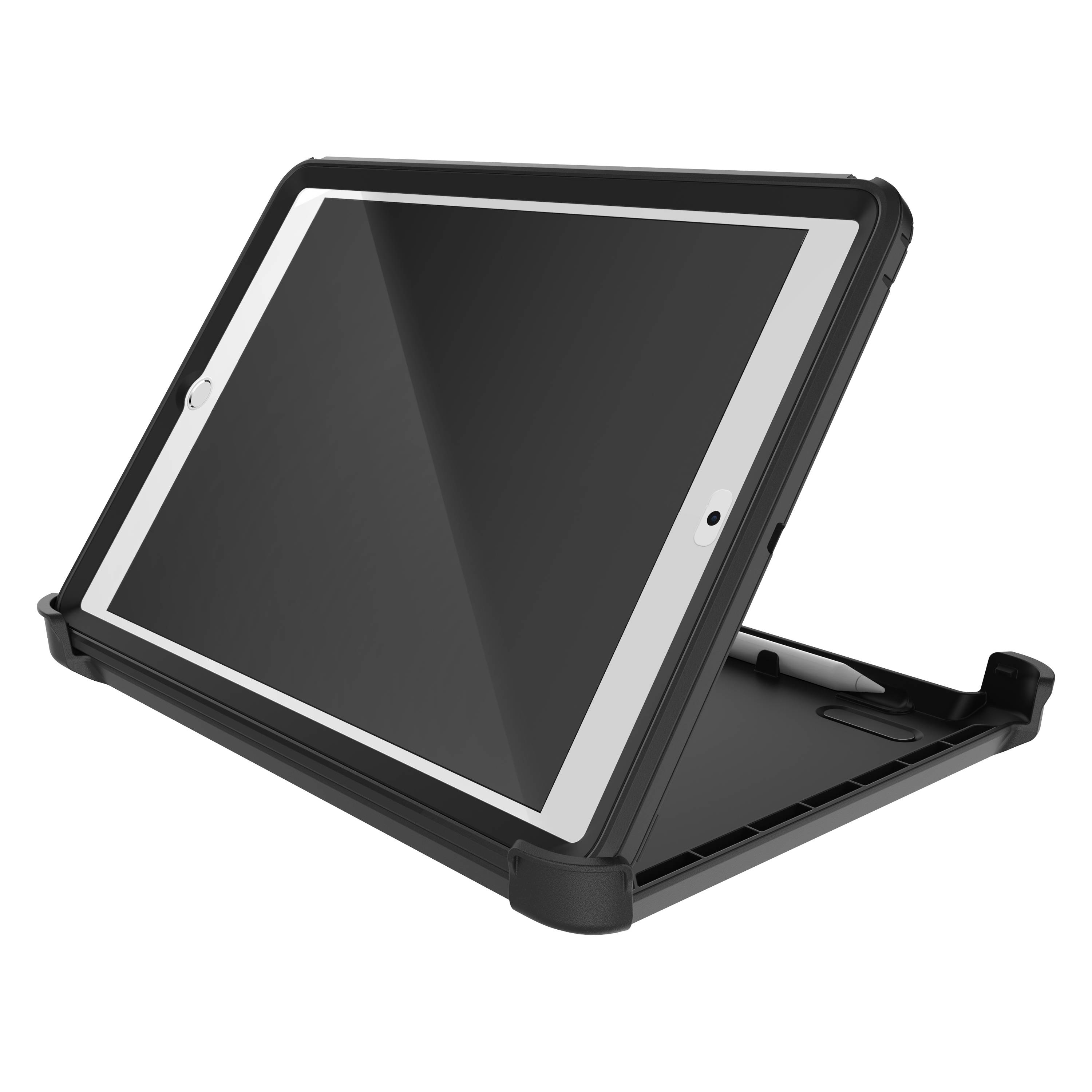 OtterBox Defender Case voor iPad 7th/8th/9th gen, schokbestendig, ultra robuuste met ingebouwde schermbeschermer, 2x getest volgens militaire standaard, Zwart, Geen retailverpakking