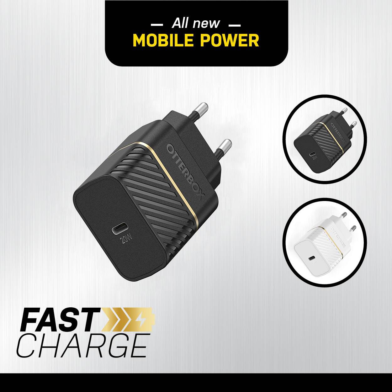 OtterBox EU Wall Charger 20W - 1X USB-C 20W USB-PD, Cloud Dust White