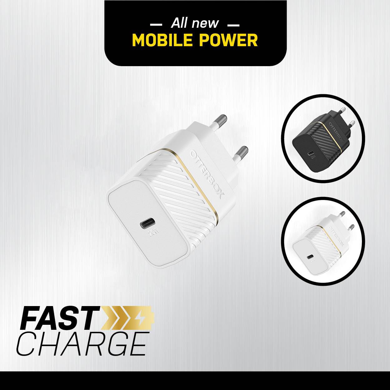 OtterBox EU Wall Charger 20W - 1X USB-C 20W USB-PD, Cloud Dust White