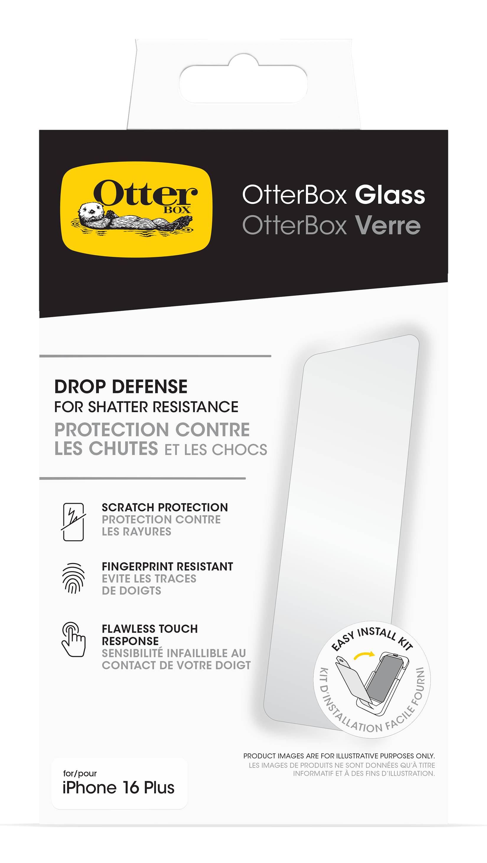 OtterBox Glass Series voor Apple iPhone 16 Plus, Transparant