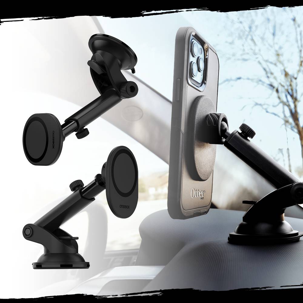 OtterBox draadloos autodashboard en windschermbevestiging voor MagSafe, sterke magnetische uitlijning en bevestiging met MagSafe, gemakkelijk verstelbaar en veilig ontwerp, voor iPhone 14/iPhone 13/iPhone 12 Series, zwart