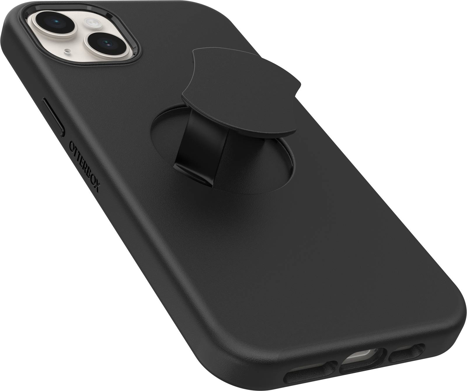 OtterBox OtterGrip Symmetry hoes voor iPhone 14 Plus voor MagSafe, valbestendig, beschermhoes met ingebouwde grip, 3x getest volgens militaire standaard, antimicrobiële bescherming, Zwart
