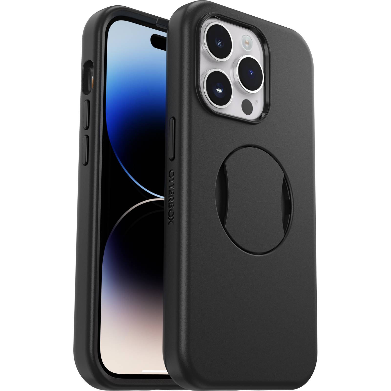 OtterBox OtterGrip Symmetry hoes voor iPhone 14 Pro Max voor MagSafe, valbestendig, beschermhoes met ingebouwde grip, 3x getest volgens militaire standaard, antimicrobiële bescherming, Zwart
