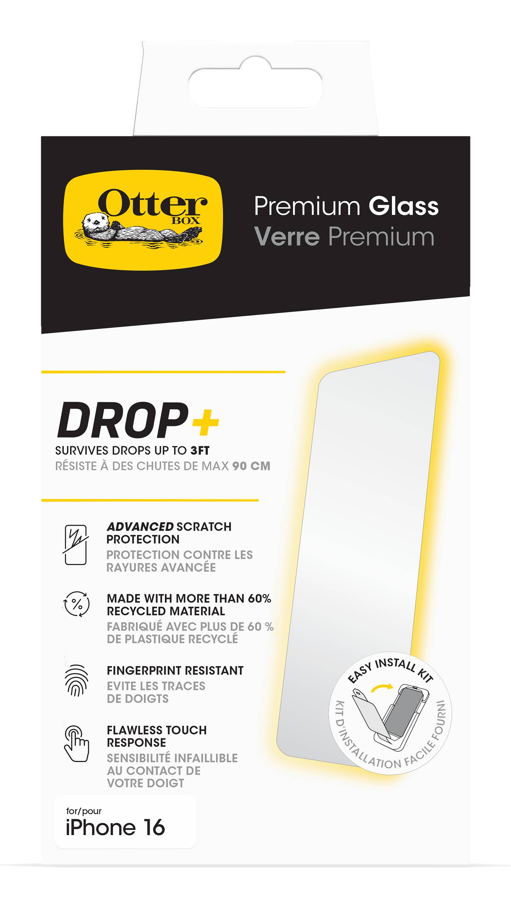 OtterBox Premium Glass Series voor Apple iPhone 16, Transparant