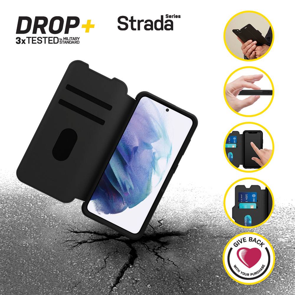 OtterBox Strada Folio Series voor Samsung Galaxy S21 5G, zwart - Geen retailverpakking