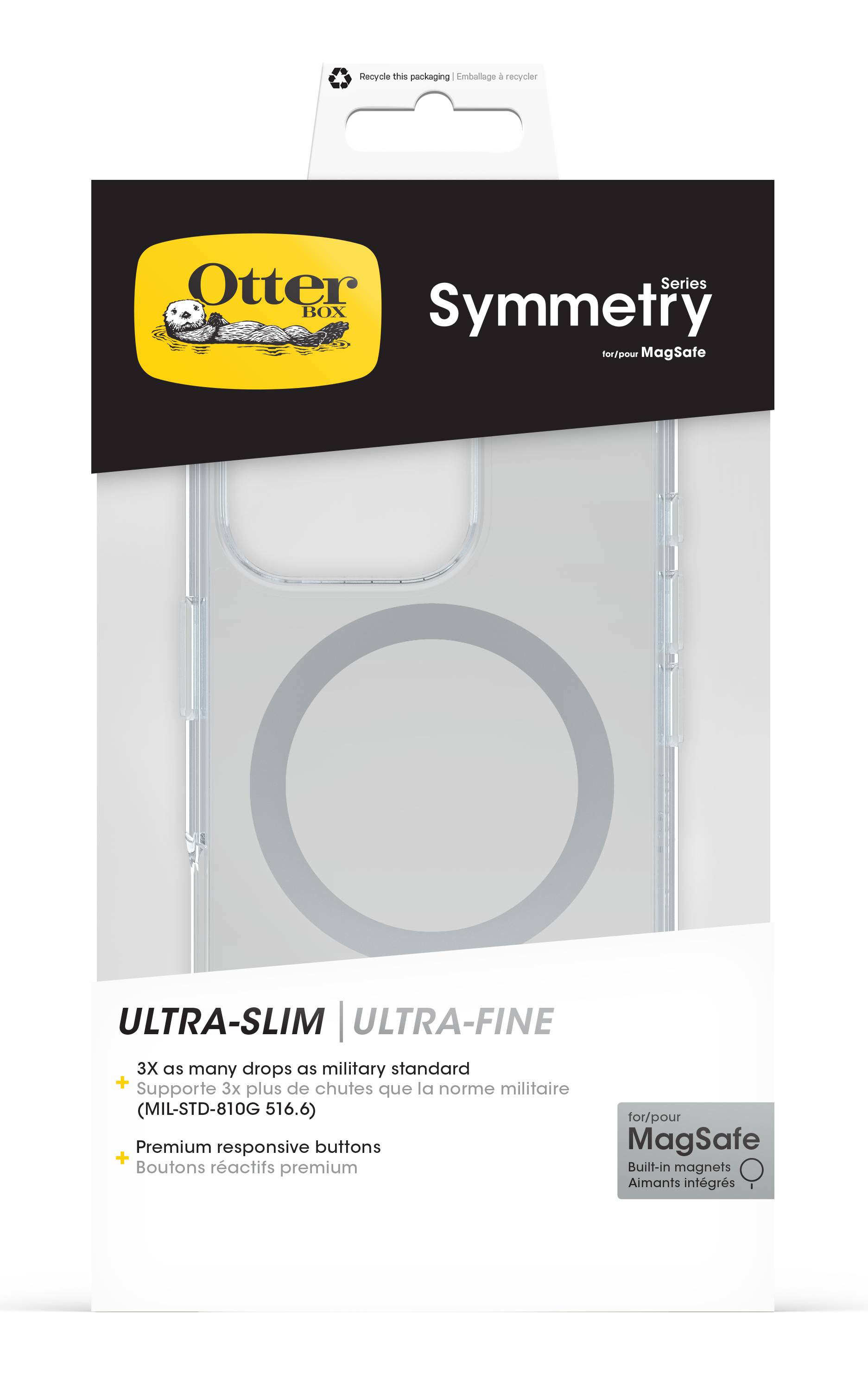 OtterBox Symmetry Series Clear voor MagSafe voor Apple iPhone 16 Pro, Transparant