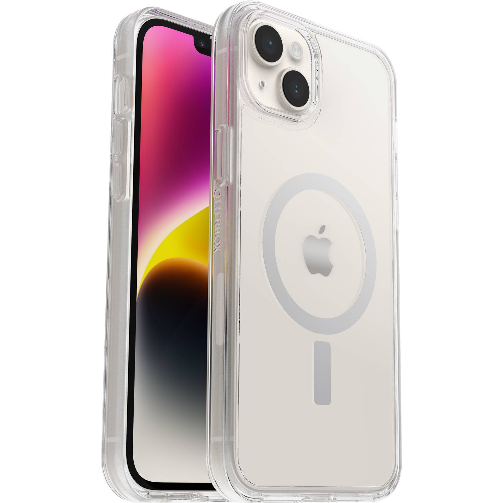 OtterBox Symmetry+ doorzichtige hoes voor iPhone 14 Plus voor MagSafe, schokbestendig, valbestendig, dunne beschermende hoes, 3x getest volgens militaire standaard, Antimicrobieel, Clear