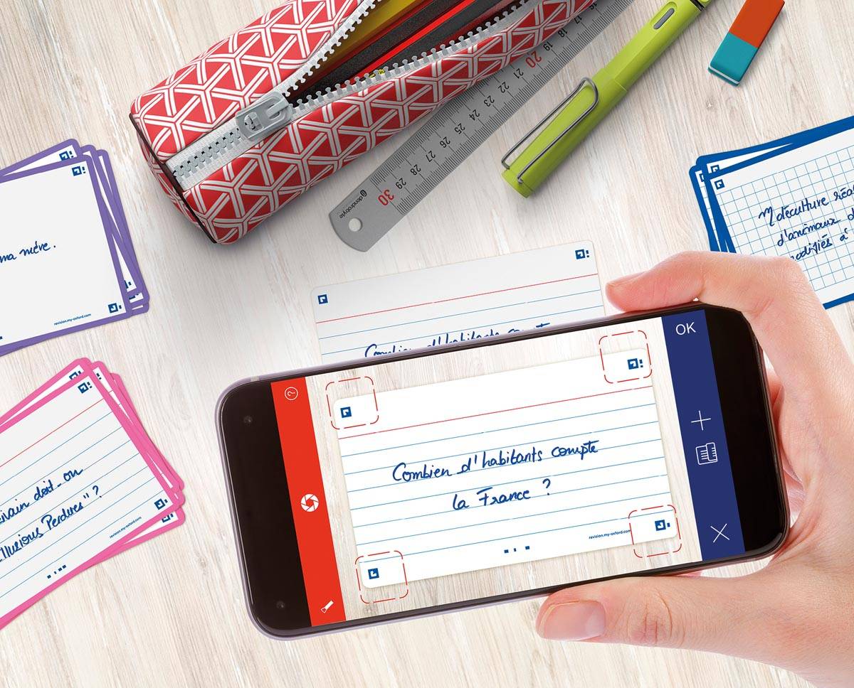 Oxford Flash 2.0 flashcard starterkit, gelijnd, A7, wit, pak van 80 vel