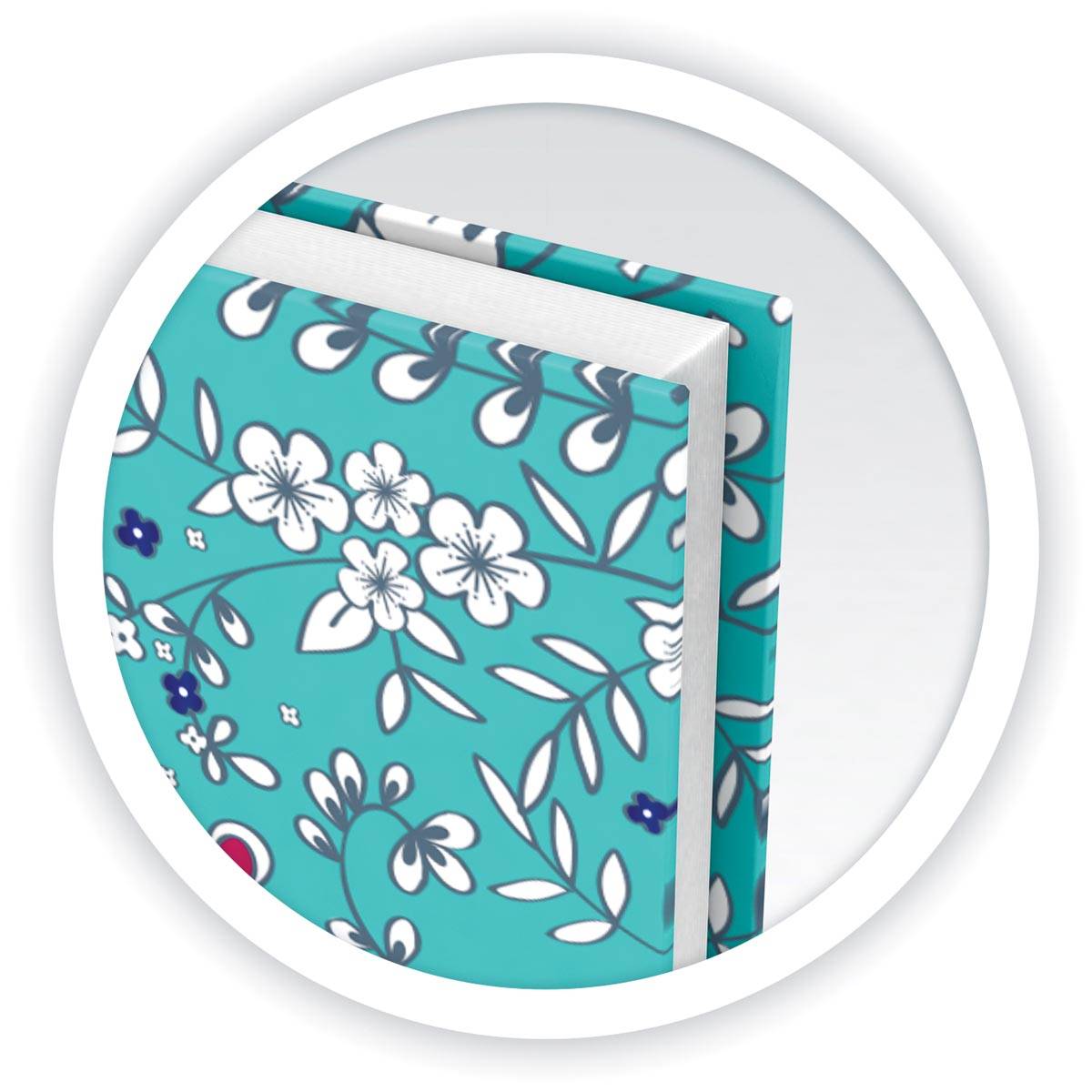 Oxford Floral hardcover spiraalschrift, ft B5, 60 vel, geruit 5 mm, turkoois