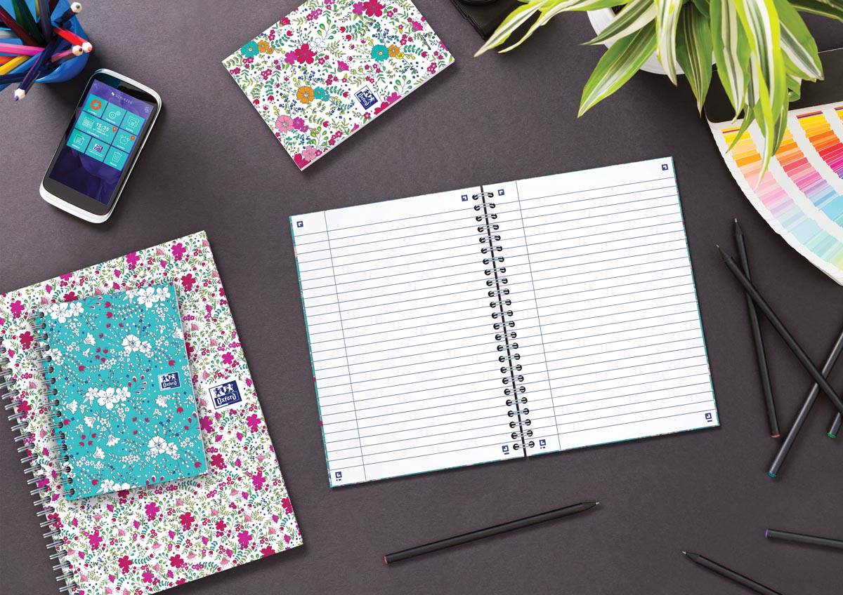 Oxford Floral softcover notitieblok, ft A6, 80 vel, gelijnd, 4 geassorteerde designs