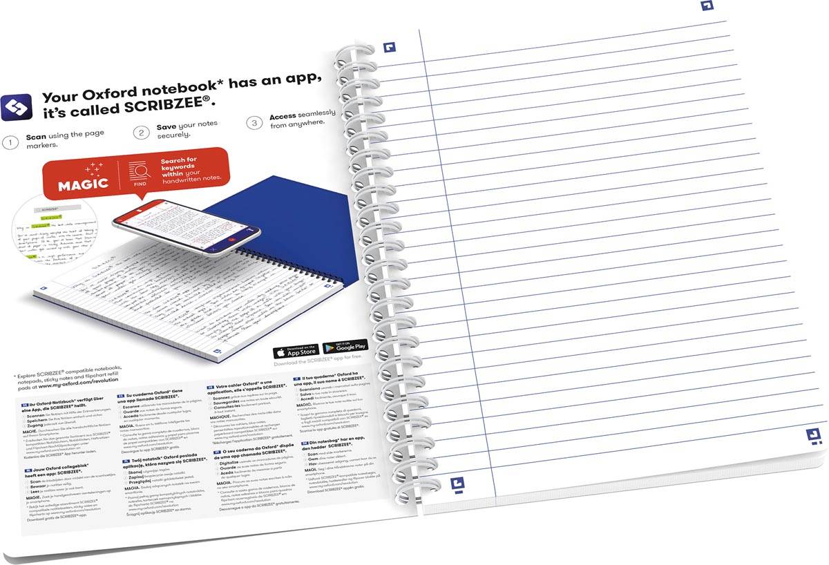 Oxford Iconics spiraalschrift, ft A5, 120 bladzijden, gelijnd, geassorteerde kleuren