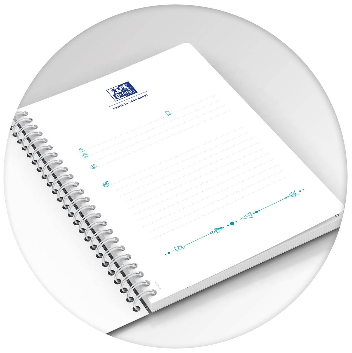 Oxford Iconics spiraalschrift, ft A5, 120 bladzijden, geruit 5 mm, geassorteerde kleuren