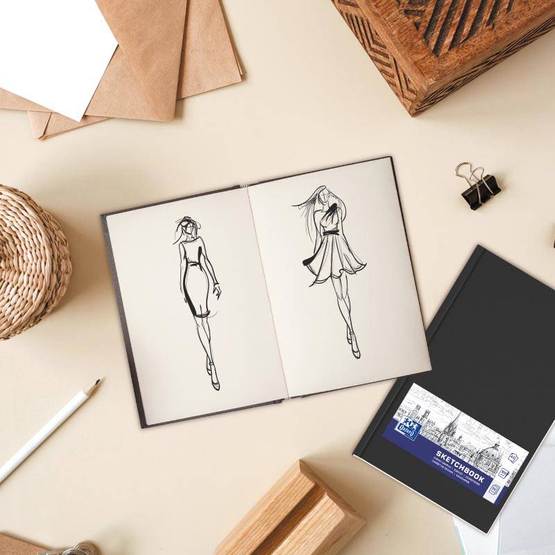Oxford "Sketchbook" dummyboek, 96 vel, 100 g/m², ft A5, zwart