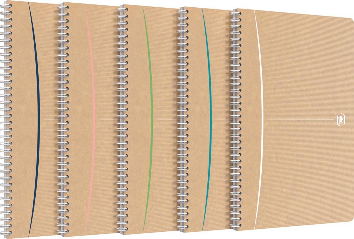 Oxford Touareg spiraalschrift, 180 bladzijden, ft A4, geruit 5 mm, geassorteerde kleuren