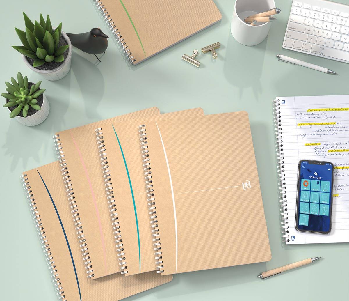 Oxford Touareg spiraalschrift, 180 bladzijden, ft A4, geruit 5 mm, geassorteerde kleuren