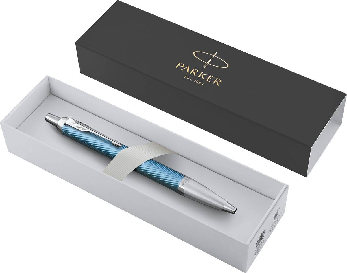 Parker IM Premium balpen, medium, in giftbox, Blue (blauw/zilver)