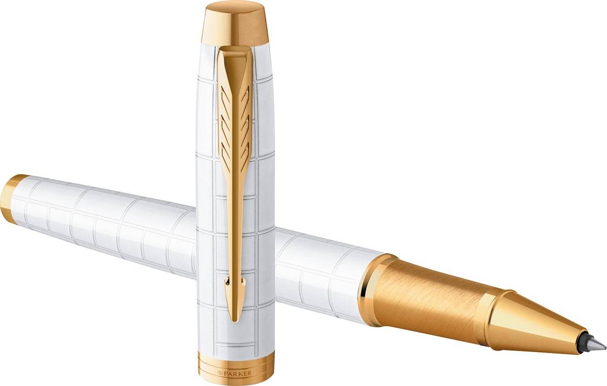 Parker IM Premium roller, fijn, in giftbox, Pearl (wit/goud)
