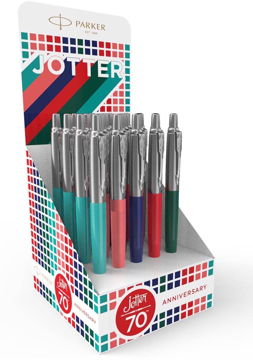Parker Jotter Originals balpen, 70th Anniversary, display van 20 stuks, assorti