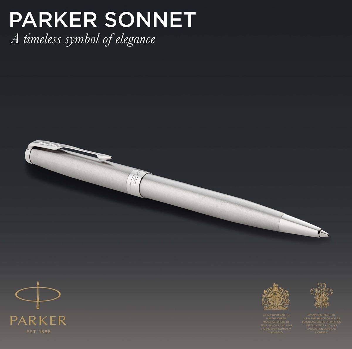 Parker Sonnet balpen, Stainless Steel CT, medium, in giftbox