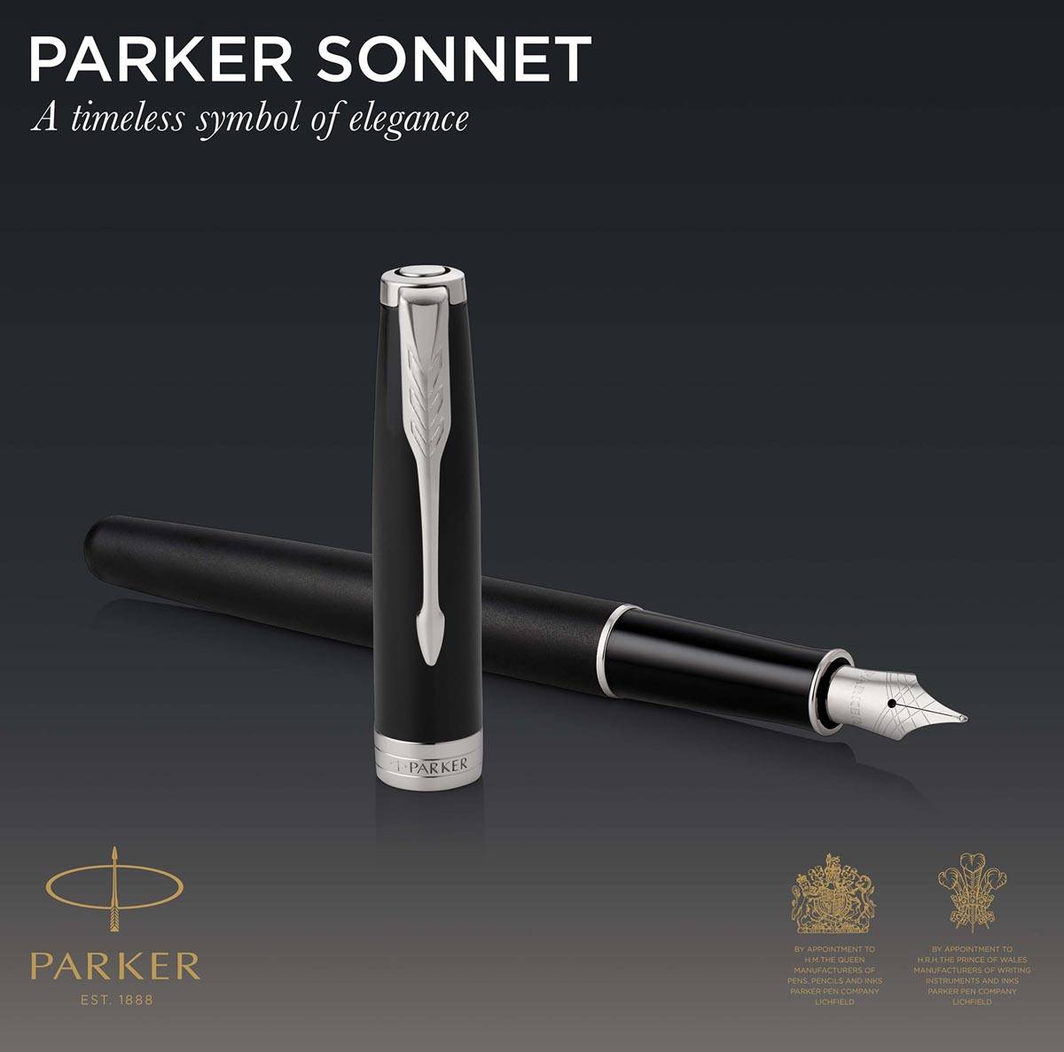 Parker Sonnet vulpen, Matte Black CT, medium, in giftbox