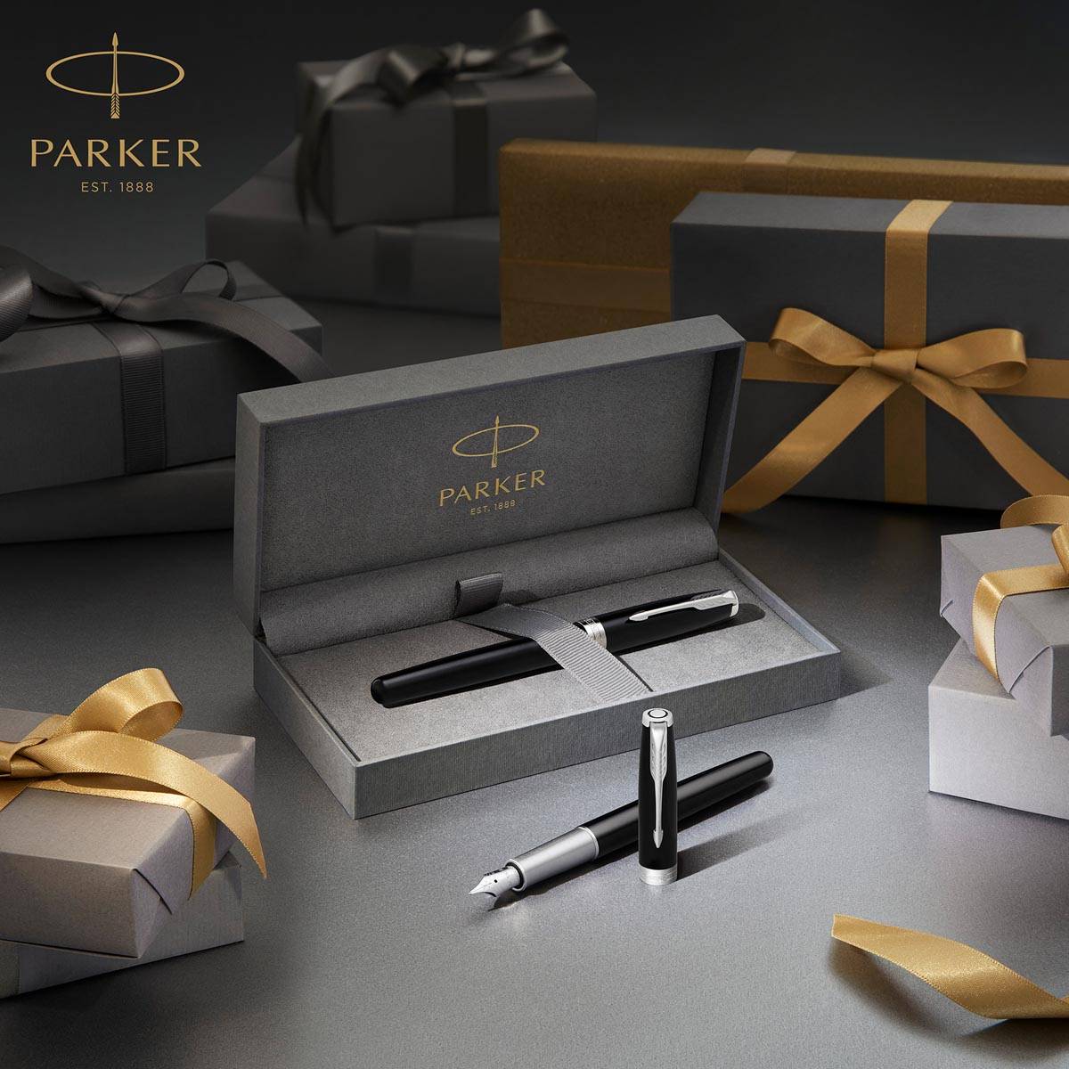 Parker Sonnet vulpen, Matte Black CT, medium, in giftbox
