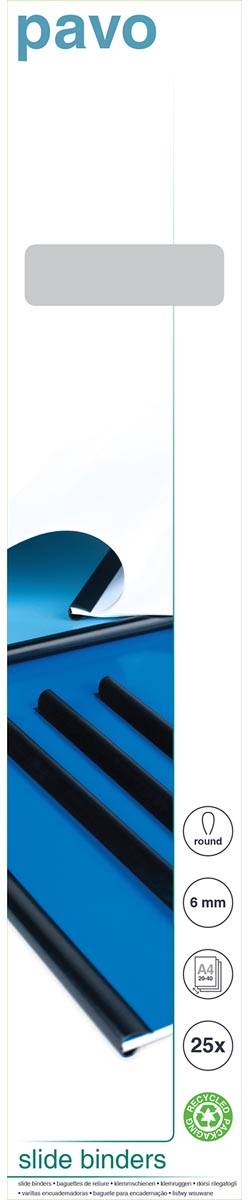 Pavo klemstrips, pak van 25 stuks, 6 mm, zwart