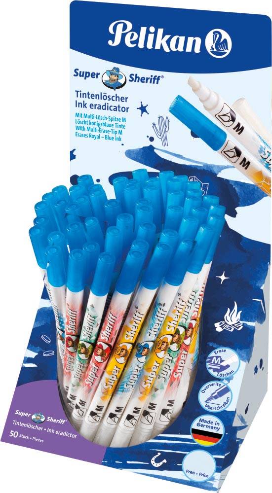 Pelikan inktuitwisser Super Sheriff, schuine punt voor breed en fijn wissen