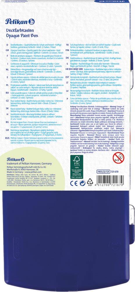 Pelikan verfdoos plakkaatverf Paintbox 22 napjes