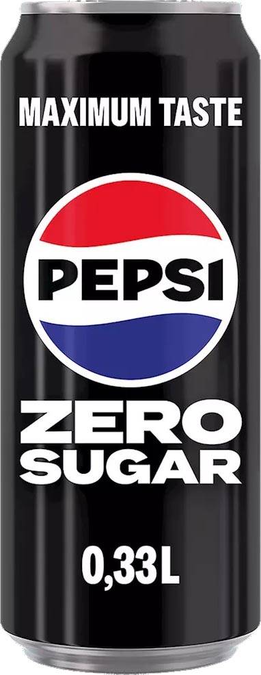 Pepsi Zero Sugar frisdrank, blik van 33 cl, pak van 24 stuks