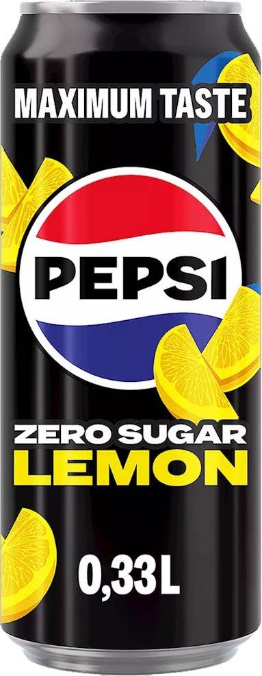 Pepsi Zero Sugar Lemon frisdrank, blik van 33 cl, pak van 12 stuks