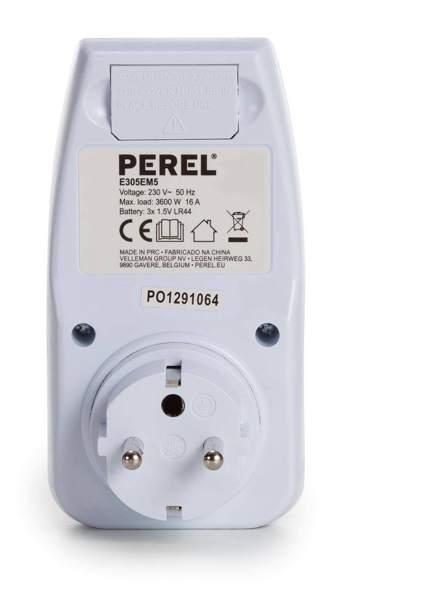 Perel energiemeter, 230 V, 16 A, wit, voor België