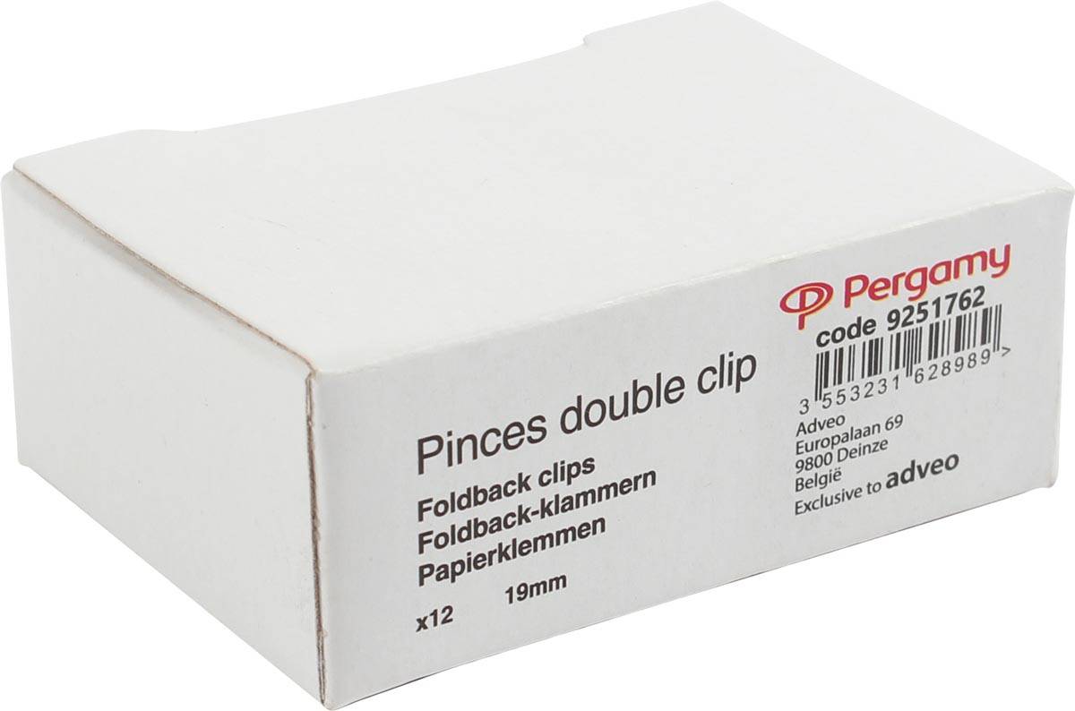 Pergamy foldbackclip 19 mm, 12 stuks