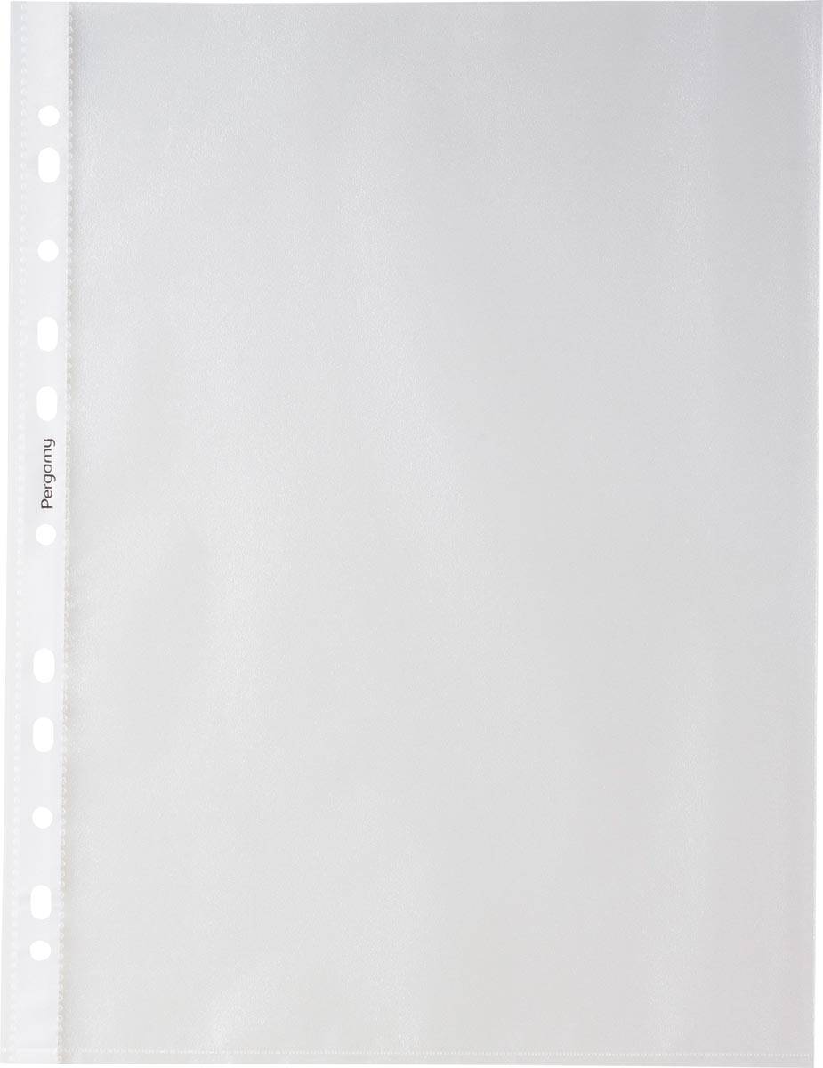 Pergamy geperforeerde showtas, ft A4, 11-gaatsperforatie, gekorrelde PP van 60 micron, pak van 100 stuks