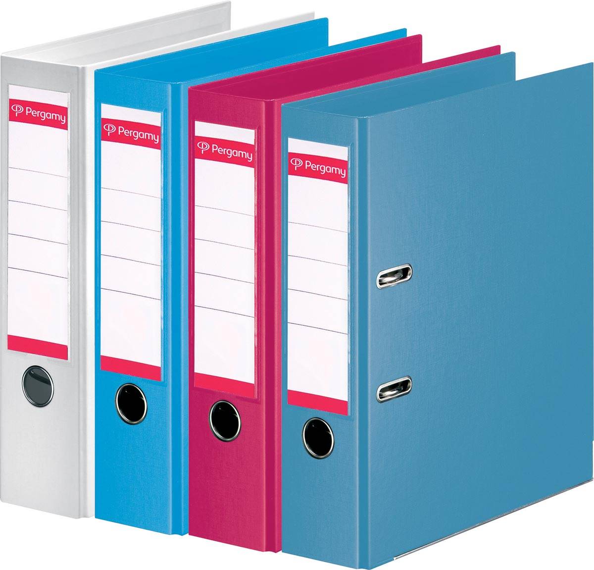 Pergamy ordner, voor ft A4, volledig uit PP, rug van 8 cm, geassorteerde kleuren
