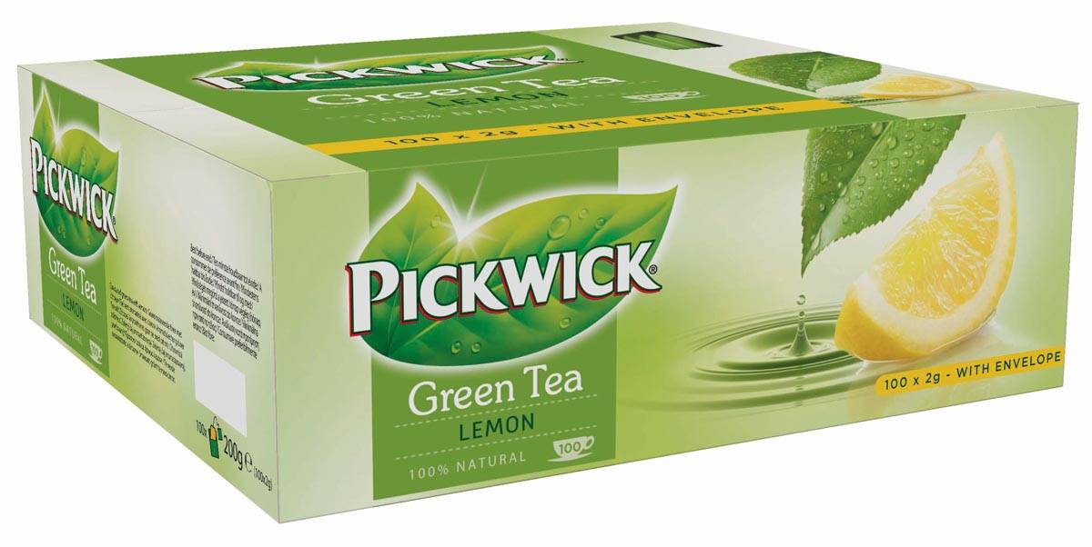 Pickwick thee, green tea lemon, pak van 100 stuks