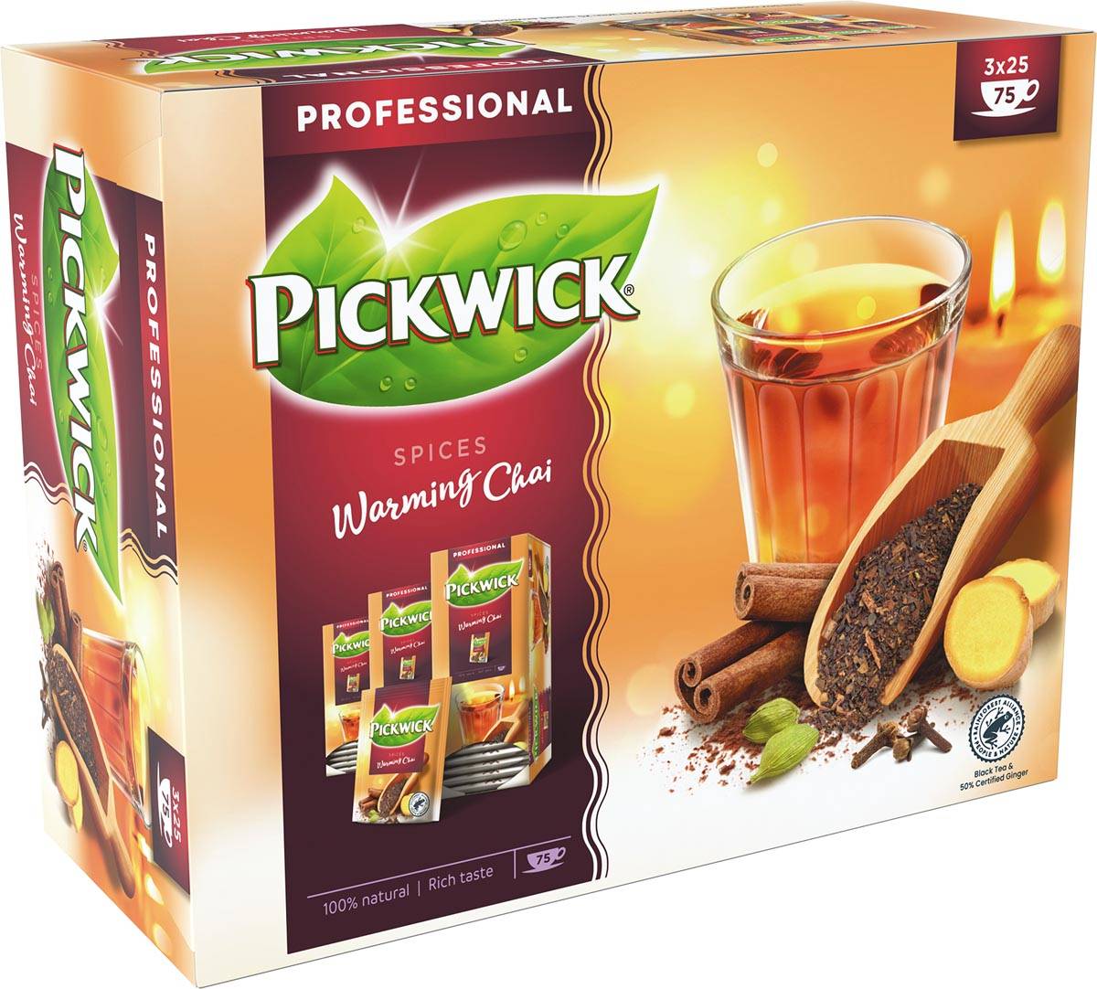 Pickwick thee, warming chai, pak van 25 zakjes
